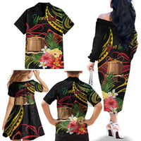 Personalised Tokelau Tropical Flowers Family Matching Off The Shoulder Long Sleeve Dress and Hawaiian Shirt Reggae Polynesian Art Vibe LT9 - Polynesian Pride