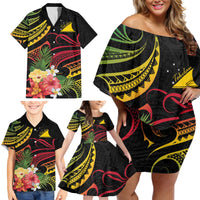 Personalised Tokelau Tropical Flowers Family Matching Off Shoulder Short Dress and Hawaiian Shirt Reggae Polynesian Art Vibe LT9 - Polynesian Pride
