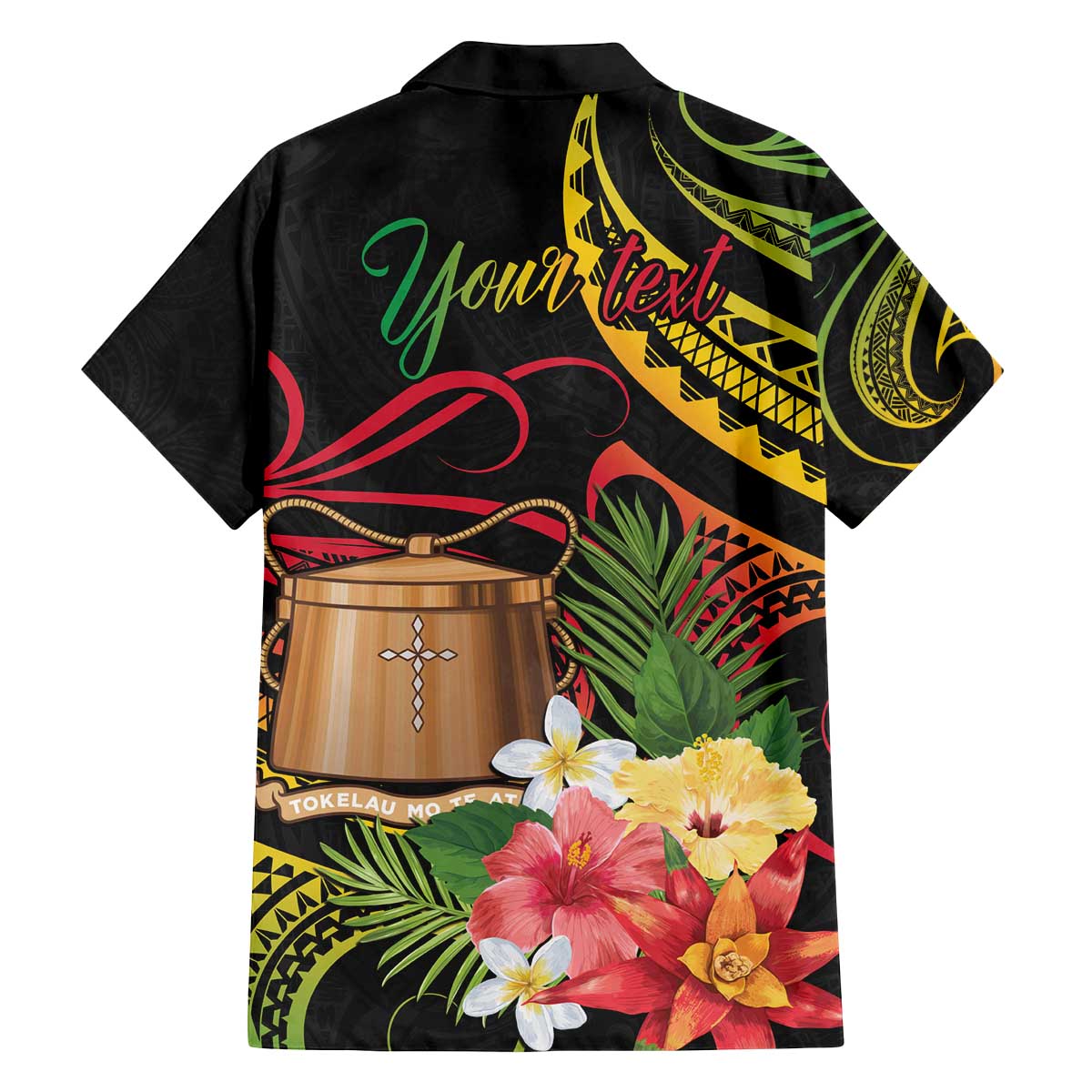 Personalised Tokelau Tropical Flowers Family Matching Off Shoulder Short Dress and Hawaiian Shirt Reggae Polynesian Art Vibe LT9 - Polynesian Pride
