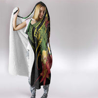 Personalised Tokelau Tropical Flowers Hooded Blanket Reggae Polynesian Art Vibe