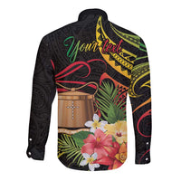 Personalised Tokelau Tropical Flowers Long Sleeve Button Shirt Reggae Polynesian Art Vibe LT9 - Polynesian Pride