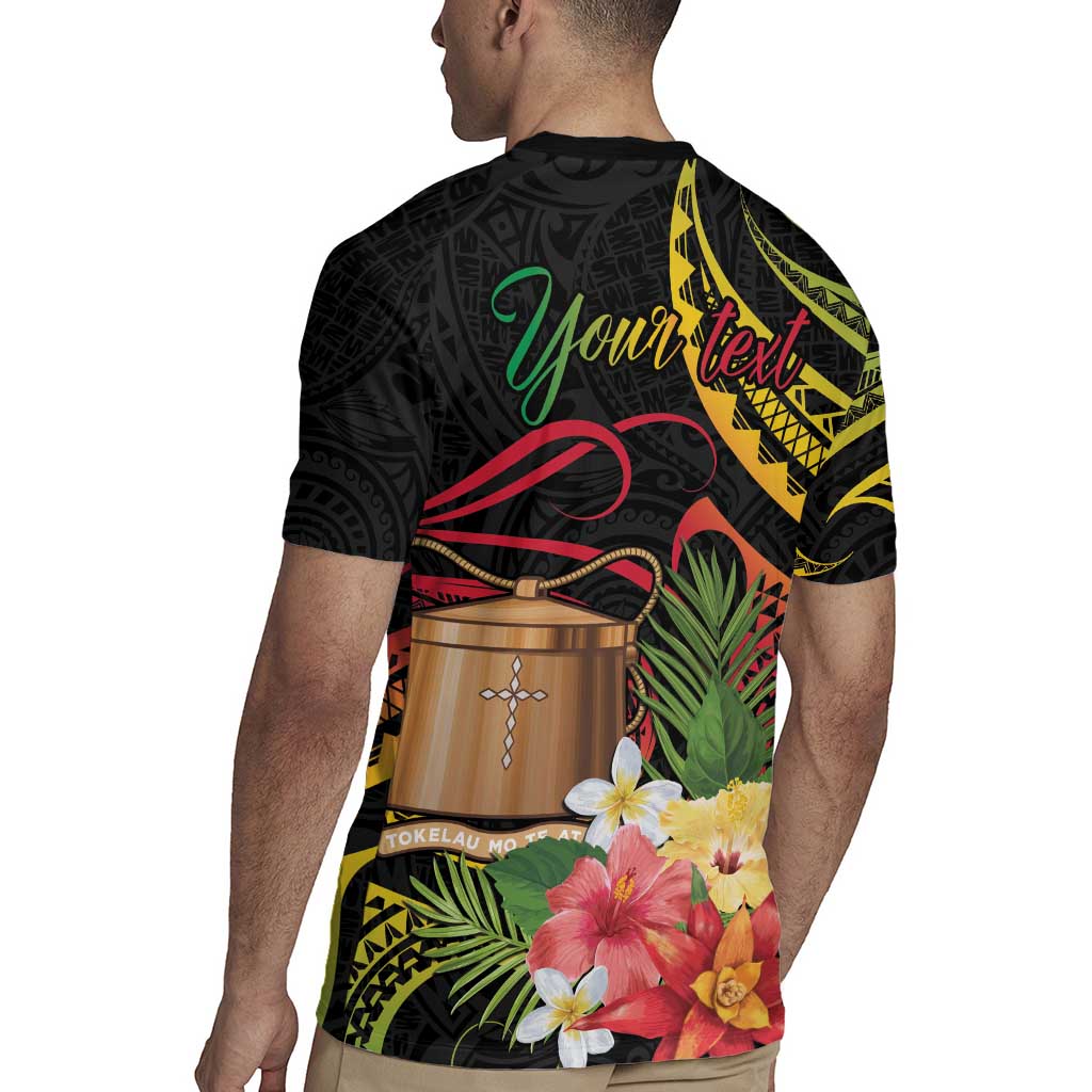 Personalised Tokelau Tropical Flowers Rugby Jersey Reggae Polynesian Art Vibe