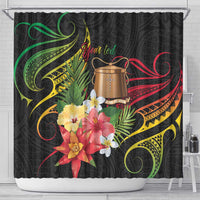 Personalised Tokelau Tropical Flowers Shower Curtain Reggae Polynesian Art Vibe LT9 - Polynesian Pride