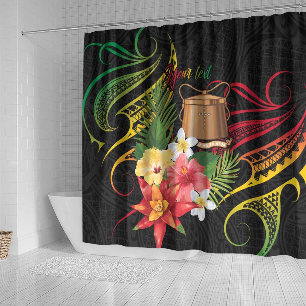 Personalised Tokelau Tropical Flowers Shower Curtain Reggae Polynesian Art Vibe LT9 - Polynesian Pride
