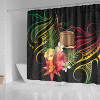 Personalised Tokelau Tropical Flowers Shower Curtain Reggae Polynesian Art Vibe LT9 - Polynesian Pride