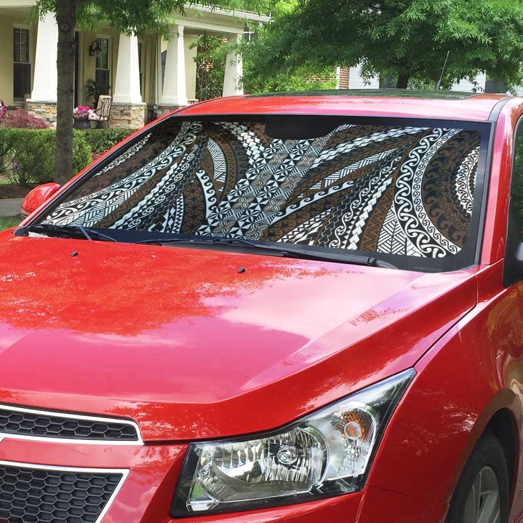 Brown Tongan Polynesian Tribal Auto Sun Shade - Polynesian Pride