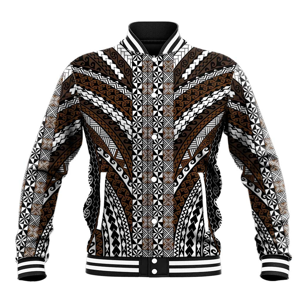 Brown Tongan Polynesian Tribal Baseball Jacket - Polynesian Pride