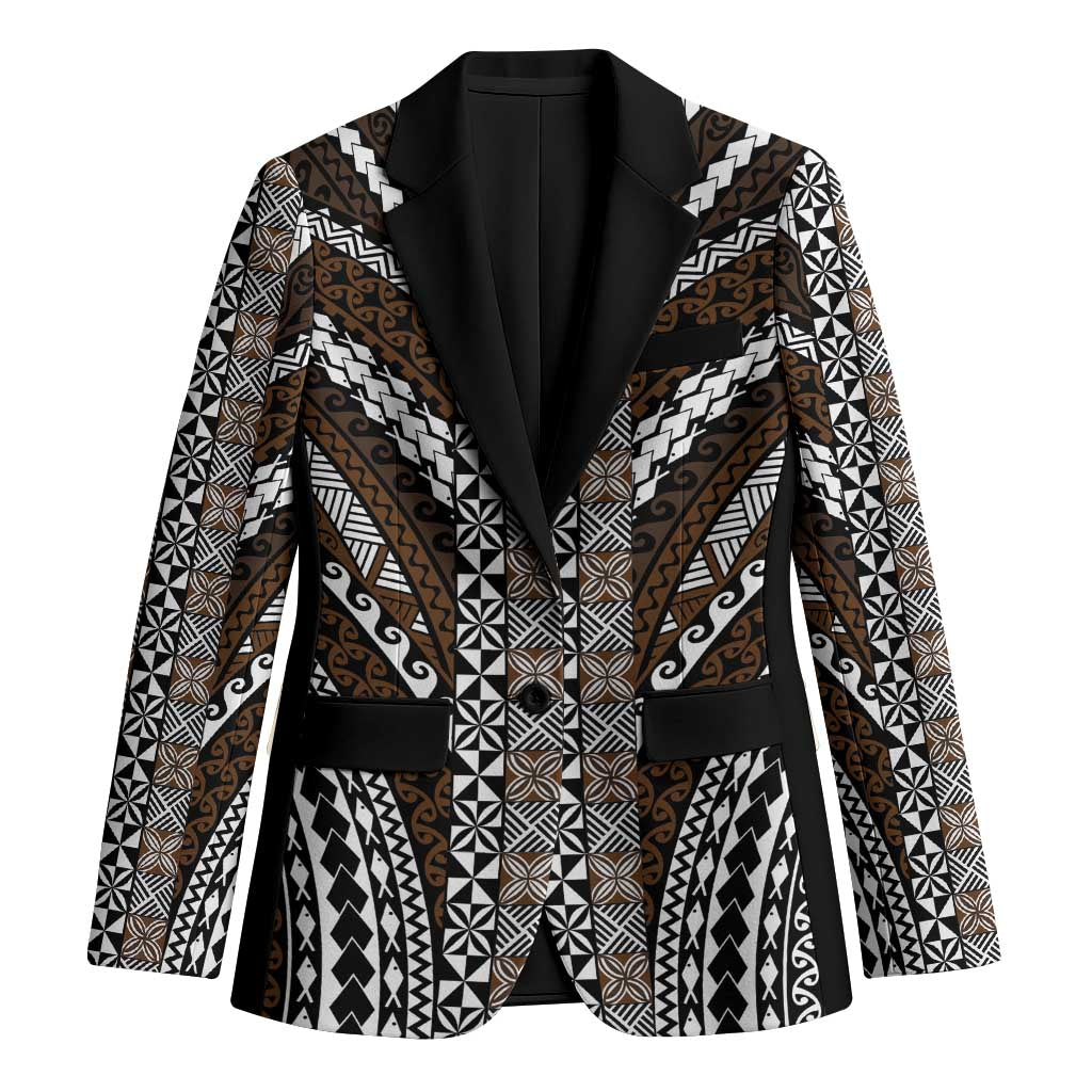 Brown Tongan Polynesian Tribal Blazer - Polynesian Pride