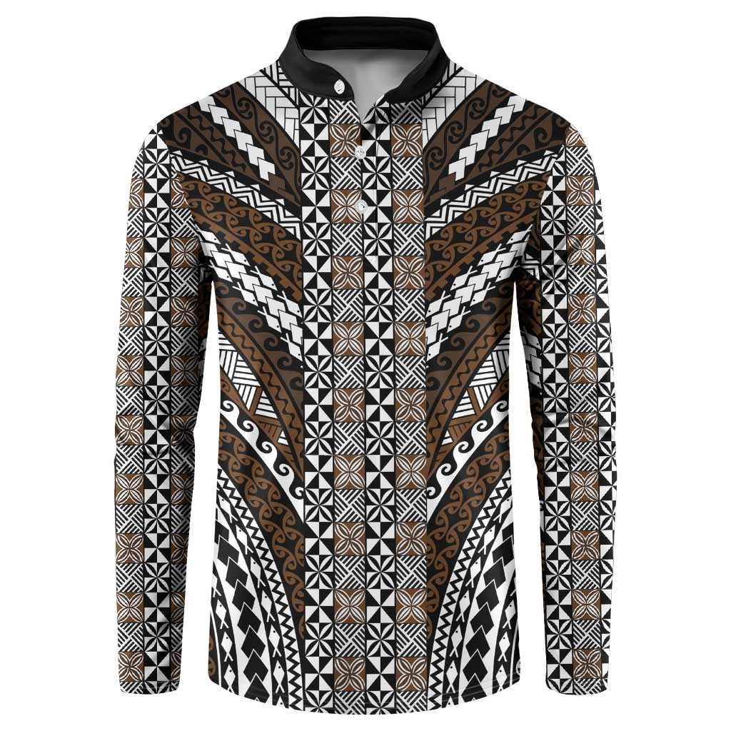 Brown Tongan Polynesian Tribal Button Sweatshirt - Polynesian Pride