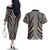 Brown Tongan Polynesian Tribal Couples Matching Off The Shoulder Long Sleeve Dress and Hawaiian Shirt - Polynesian Pride