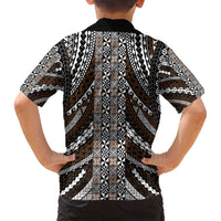 Brown Tongan Polynesian Tribal Family Matching Long Sleeve Bodycon Dress and Hawaiian Shirt LT9 - Polynesian Pride