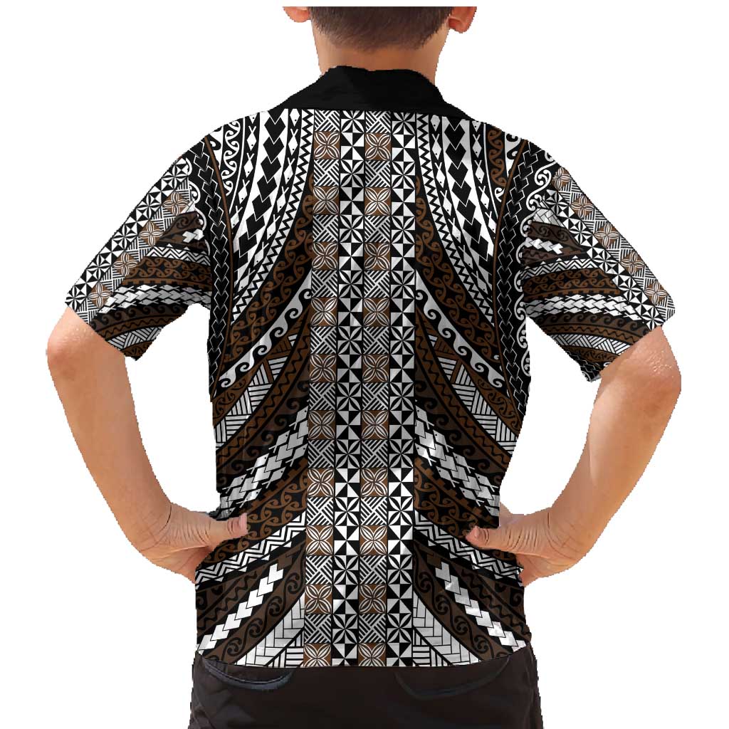 Brown Tongan Polynesian Tribal Family Matching Mermaid Dress and Hawaiian Shirt LT9 - Polynesian Pride