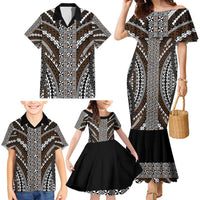 Brown Tongan Polynesian Tribal Family Matching Mermaid Dress and Hawaiian Shirt LT9 - Polynesian Pride