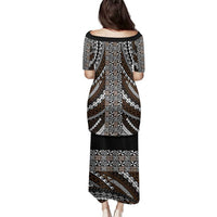 Brown Tongan Polynesian Tribal Family Matching Puletasi and Hawaiian Shirt - Polynesian Pride