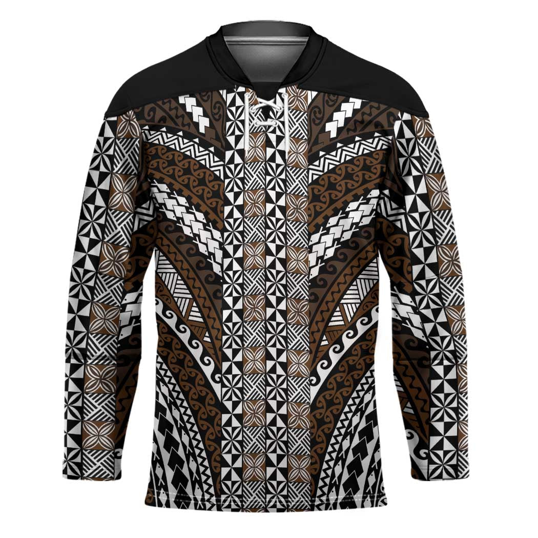 Brown Tongan Polynesian Tribal Hockey Jersey - Polynesian Pride