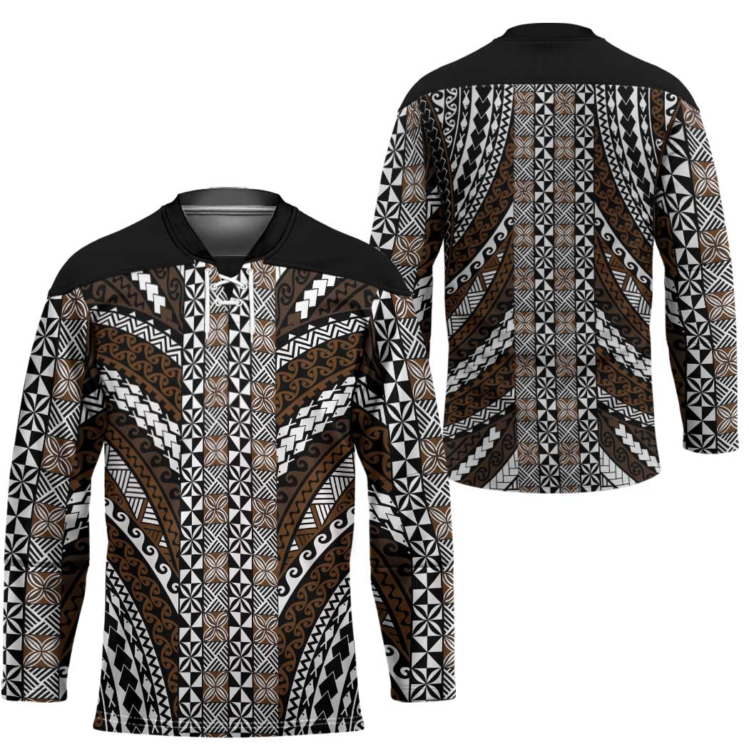 Brown Tongan Polynesian Tribal Hockey Jersey - Polynesian Pride