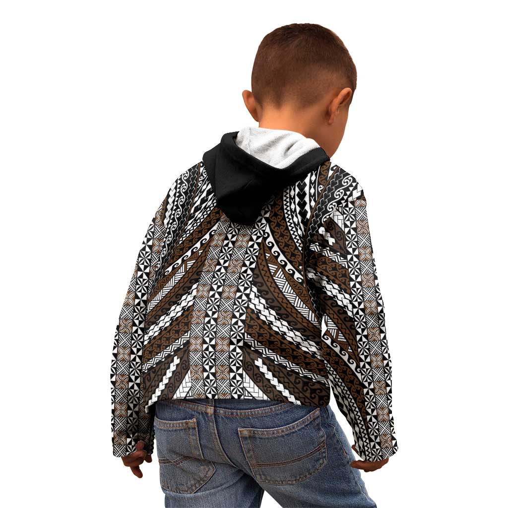 Brown Tongan Polynesian Tribal Kid Hoodie - Polynesian Pride