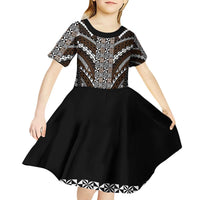 Brown Tongan Polynesian Tribal Kid Short Sleeve Dress - Polynesian Pride