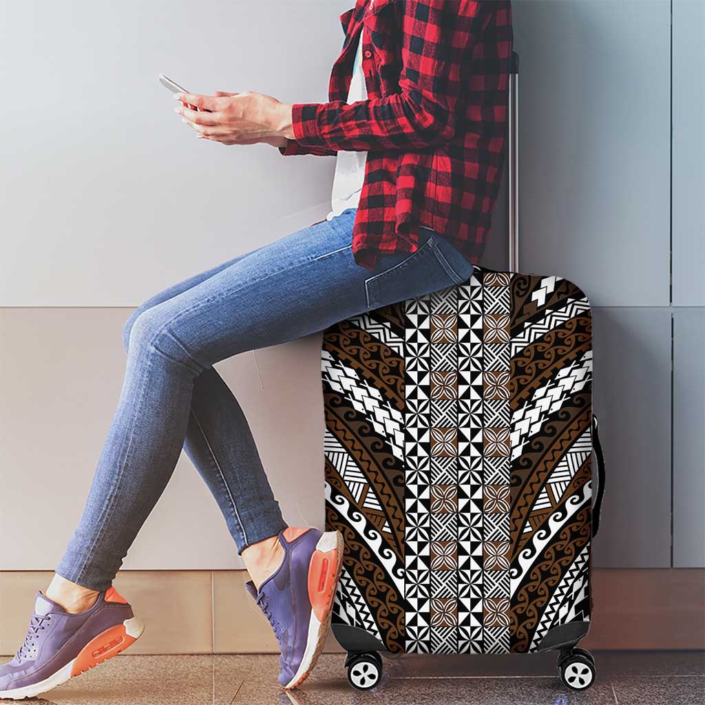Brown Tongan Polynesian Tribal Luggage Cover - Polynesian Pride
