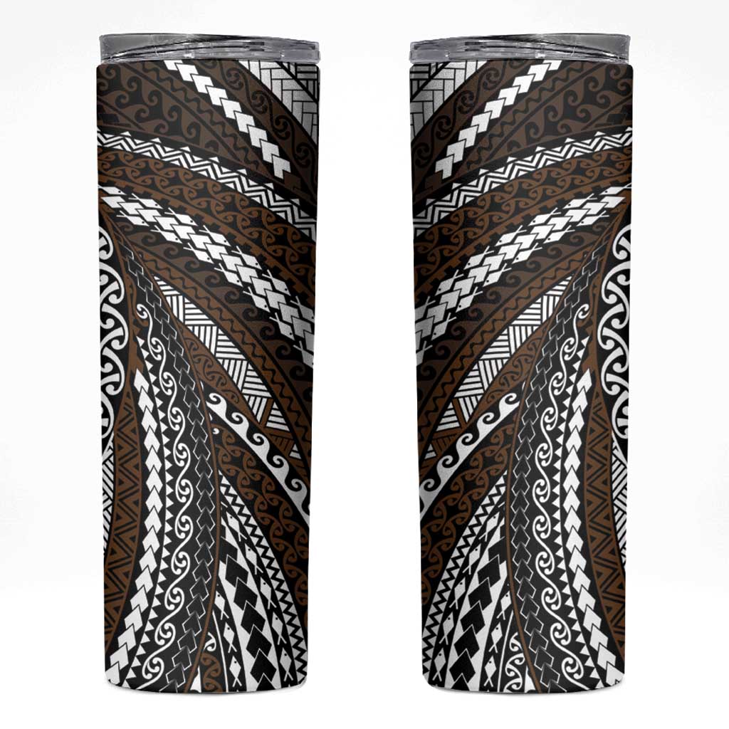 Brown Tongan Polynesian Tribal Skinny Tumbler LT9 Brown - Polynesian Pride