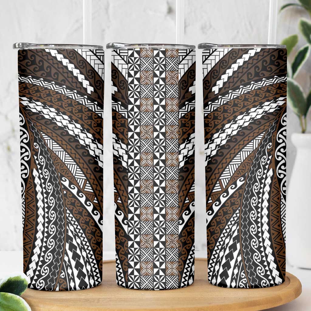 Brown Tongan Polynesian Tribal Skinny Tumbler LT9 - Polynesian Pride