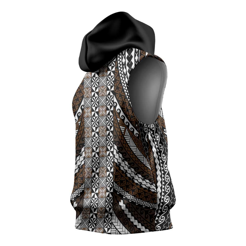 Brown Tongan Polynesian Tribal Sleeveless Hoodie - Polynesian Pride