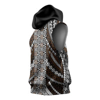 Brown Tongan Polynesian Tribal Sleeveless Hoodie - Polynesian Pride
