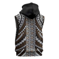 Brown Tongan Polynesian Tribal Sleeveless Zip Hoodie - Polynesian Pride