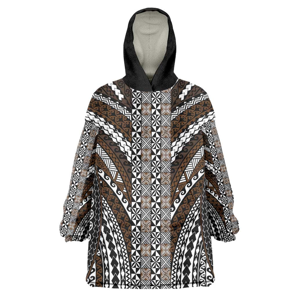 Brown Tongan Polynesian Tribal Wearable Blanket Hoodie LT9 One Size Brown - Polynesian Pride