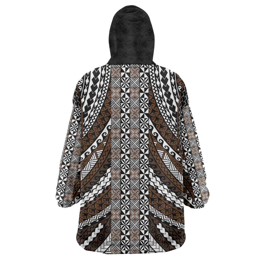 Brown Tongan Polynesian Tribal Wearable Blanket Hoodie LT9 - Polynesian Pride