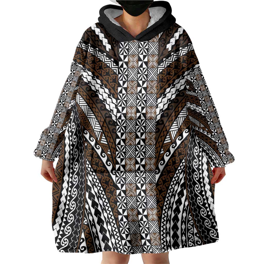 Brown Tongan Polynesian Tribal Wearable Blanket Hoodie LT9 - Polynesian Pride