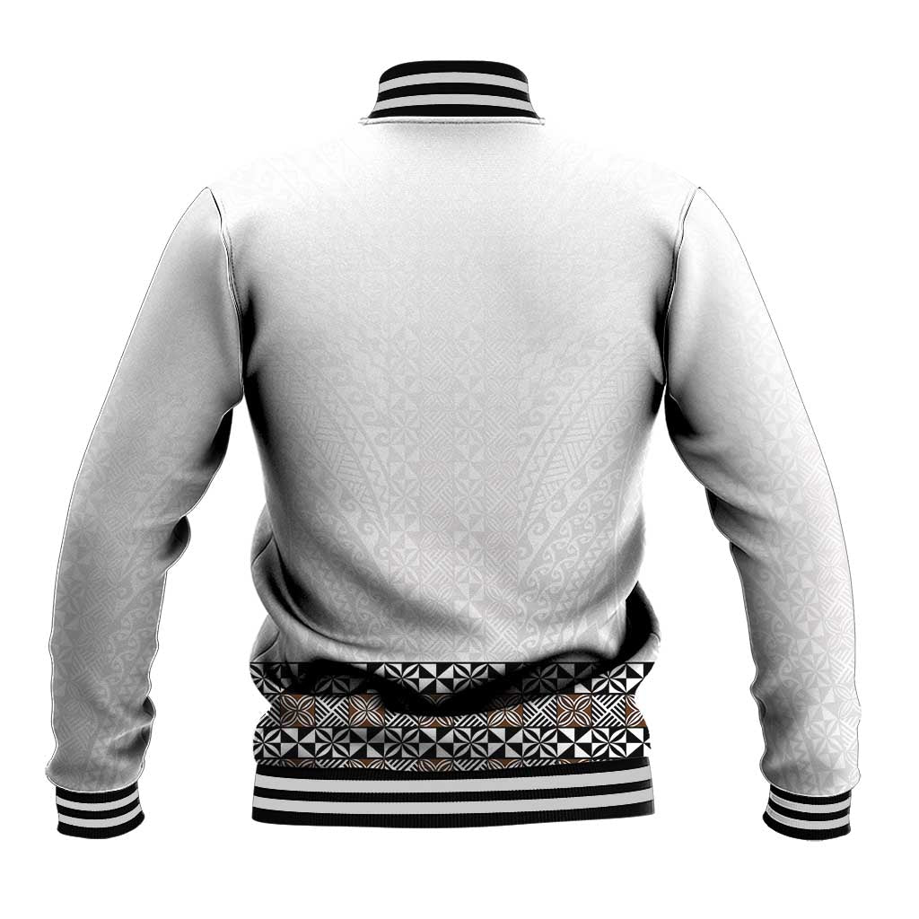 Light Gray Tongan Polynesian Tribal Baseball Jacket - Polynesian Pride