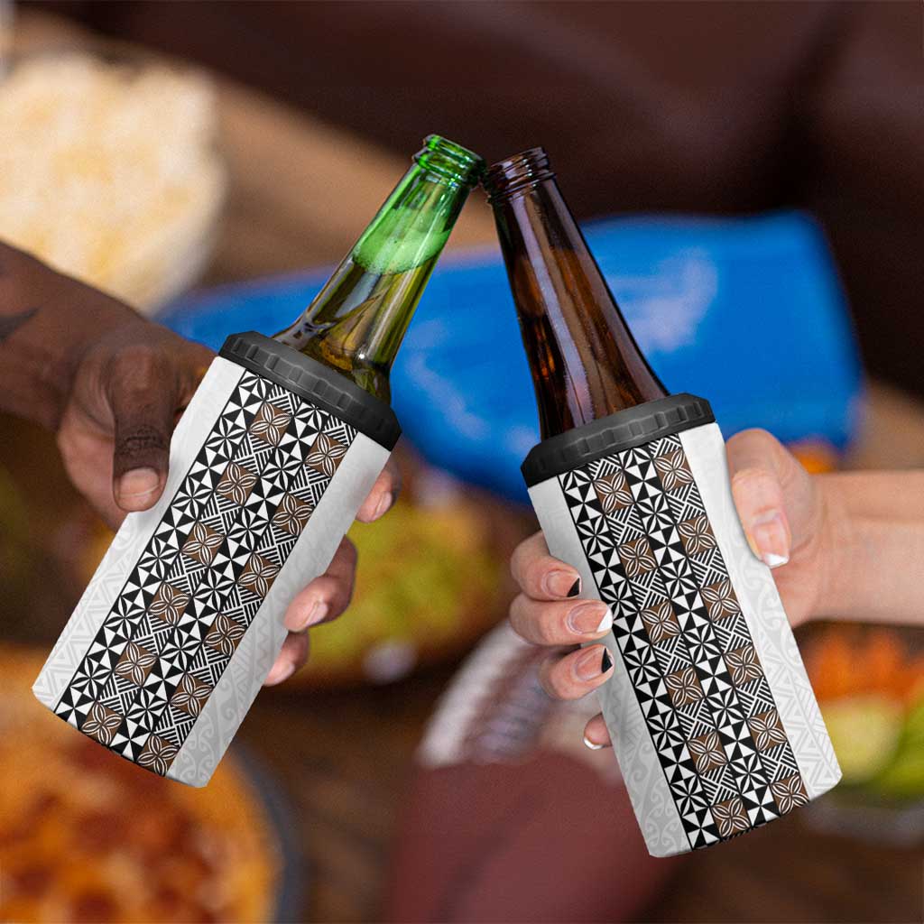 Light Gray Tongan Polynesian Tribal 4 in 1 Can Cooler Tumbler - Polynesian Pride