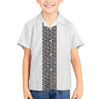Light Gray Tongan Polynesian Tribal Family Matching Long Sleeve Bodycon Dress and Hawaiian Shirt LT9 Son's Shirt White - Polynesian Pride