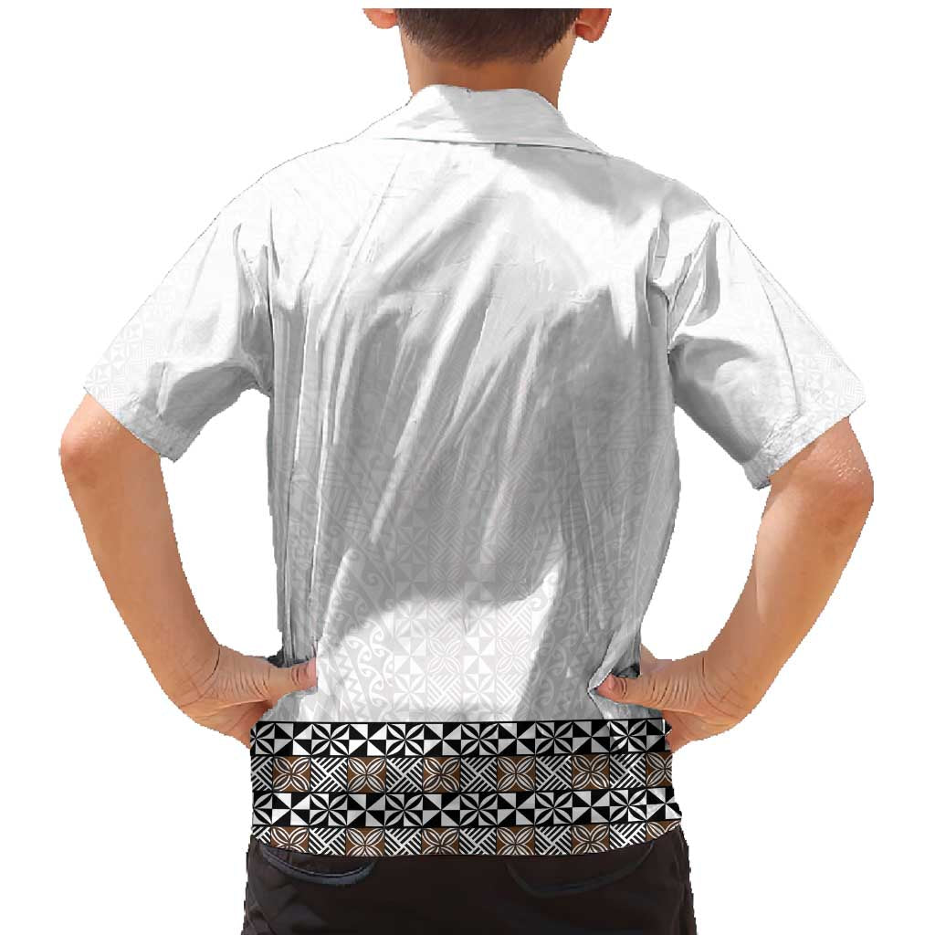 Light Gray Tongan Polynesian Tribal Family Matching Mermaid Dress and Hawaiian Shirt LT9 - Polynesian Pride
