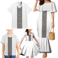 Light Gray Tongan Polynesian Tribal Family Matching Mermaid Dress and Hawaiian Shirt LT9 - Polynesian Pride