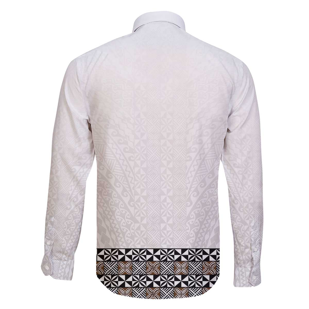 Light Gray Tongan Polynesian Tribal Family Matching Off The Shoulder Long Sleeve Dress and Hawaiian Shirt - Polynesian Pride