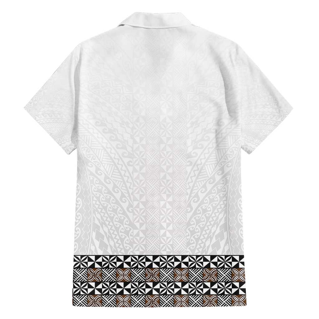 Light Gray Tongan Polynesian Tribal Family Matching Off Shoulder Maxi Dress and Hawaiian Shirt - Polynesian Pride