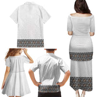 Light Gray Tongan Polynesian Tribal Family Matching Puletasi and Hawaiian Shirt - Polynesian Pride