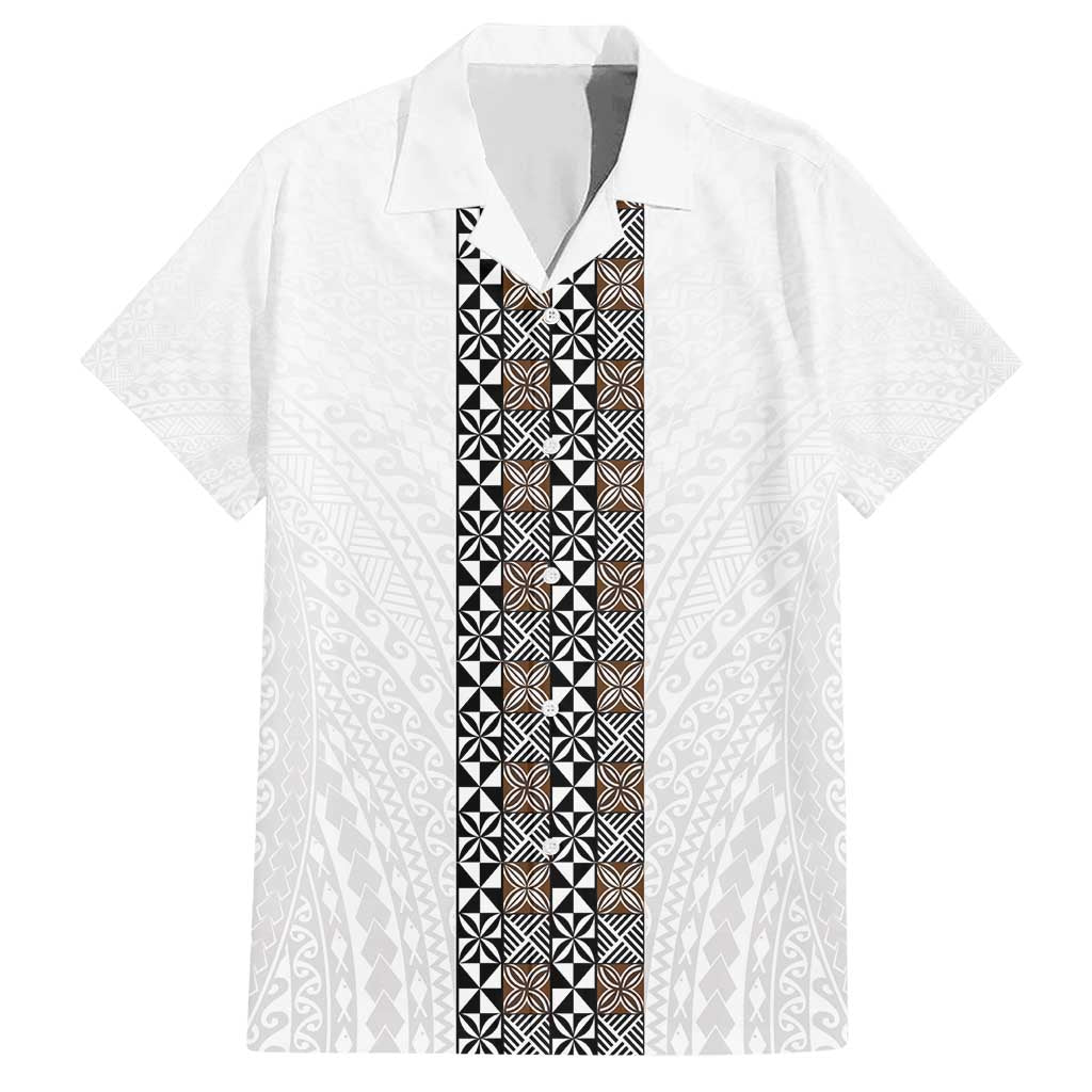 Light Gray Tongan Polynesian Tribal Family Matching Short Sleeve Bodycon Dress and Hawaiian Shirt LT9 Dad's Shirt - Short Sleeve White - Polynesian Pride