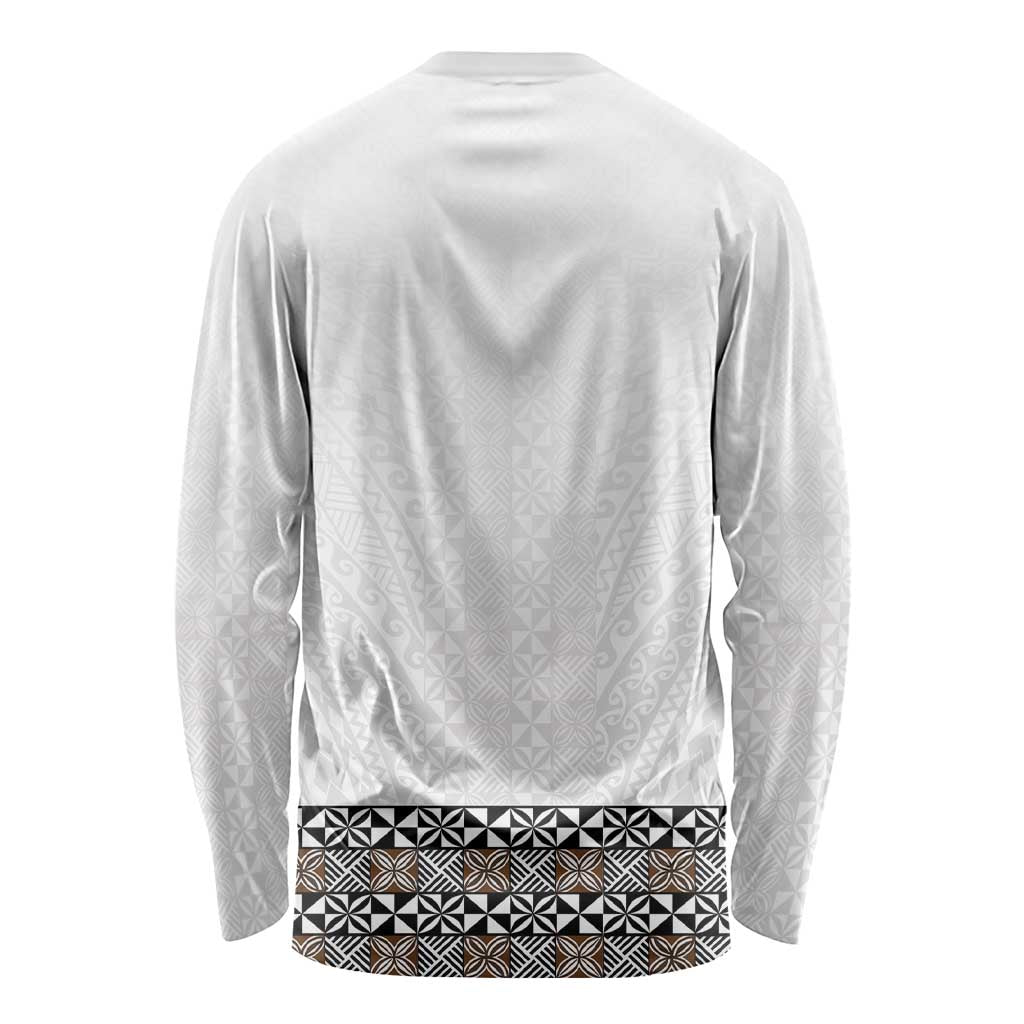 Light Gray Tongan Polynesian Tribal Long Sleeve Shirt - Polynesian Pride