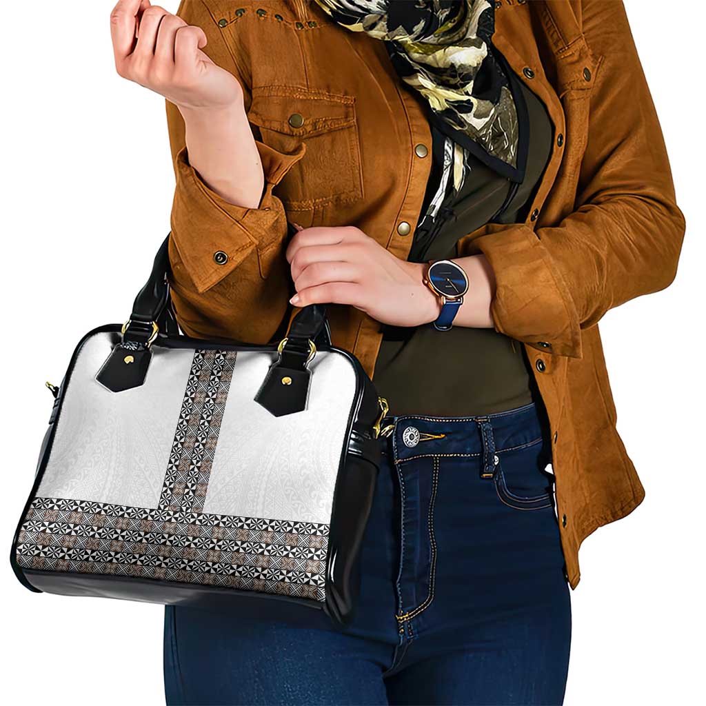 Light Gray Tongan Polynesian Tribal Shoulder Handbag - Polynesian Pride