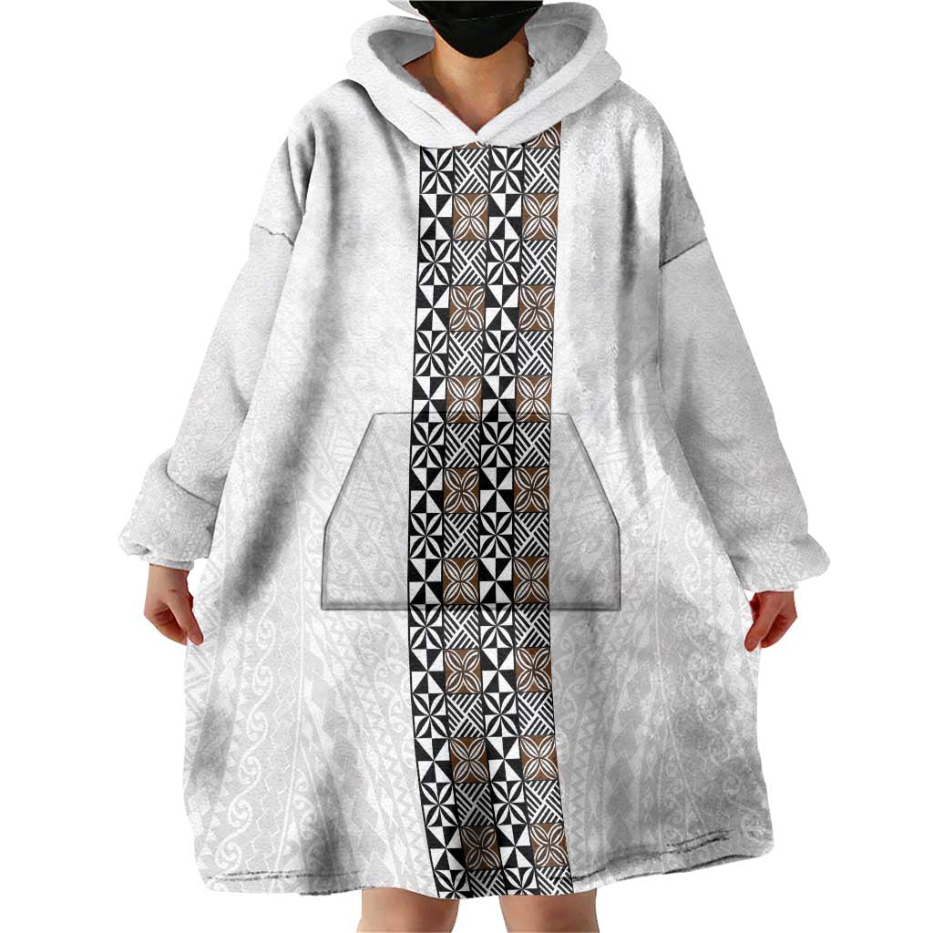 Light Gray Tongan Polynesian Tribal Wearable Blanket Hoodie LT9 - Polynesian Pride