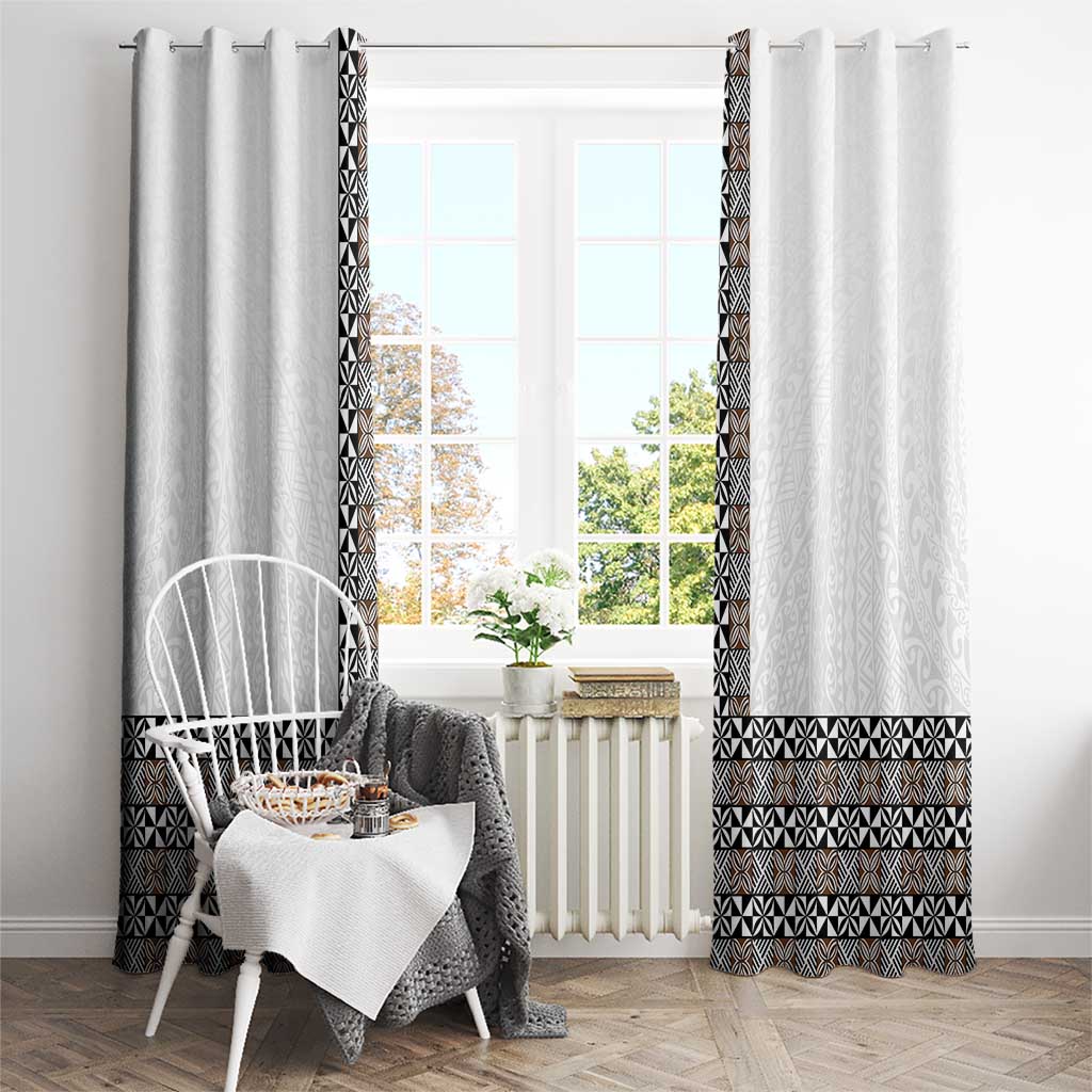 Light Gray Tongan Polynesian Tribal Window Curtain - Polynesian Pride