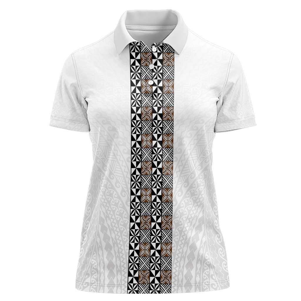 Light Gray Tongan Polynesian Tribal Women Polo Shirt - Polynesian Pride