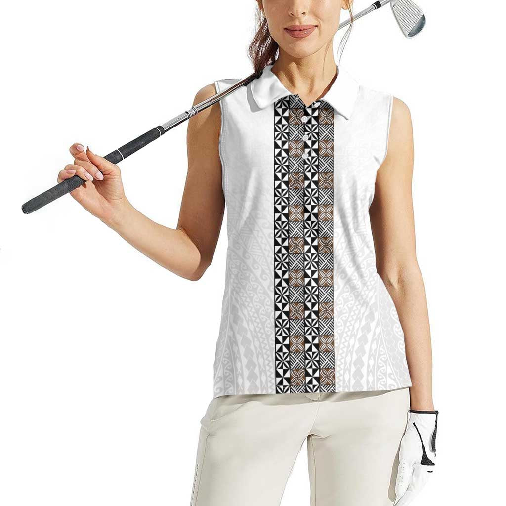 Light Gray Tongan Polynesian Tribal Women Sleeveless Polo Shirt - Polynesian Pride