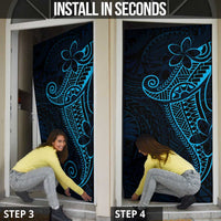 Black Blue Polynesian Tribal Door Cover - Polynesian Pride