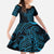 Black Blue Polynesian Tribal Family Matching Off The Shoulder Long Sleeve Dress and Hawaiian Shirt - Polynesian Pride