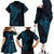 Black Blue Polynesian Tribal Family Matching Off The Shoulder Long Sleeve Dress and Hawaiian Shirt - Polynesian Pride