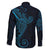 Black Blue Polynesian Tribal Family Matching Off The Shoulder Long Sleeve Dress and Hawaiian Shirt - Polynesian Pride